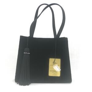 Elka Velvet Tassel Tie Totes Hand Bag Black NWT